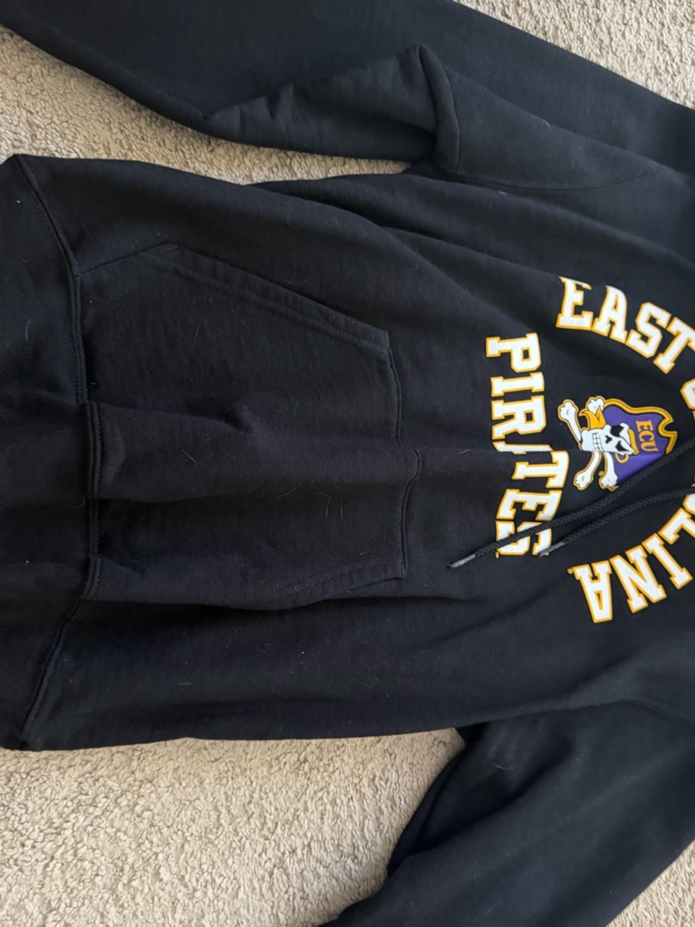 Champion Black Hoodie with Yellow Accent